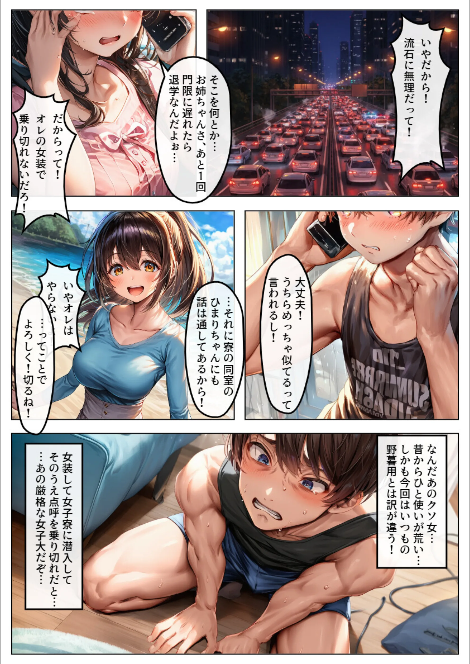 巨乳JDが集う女子寮に女装して潜入！男はボク一人でハーレムSEX【白抜き修正版】